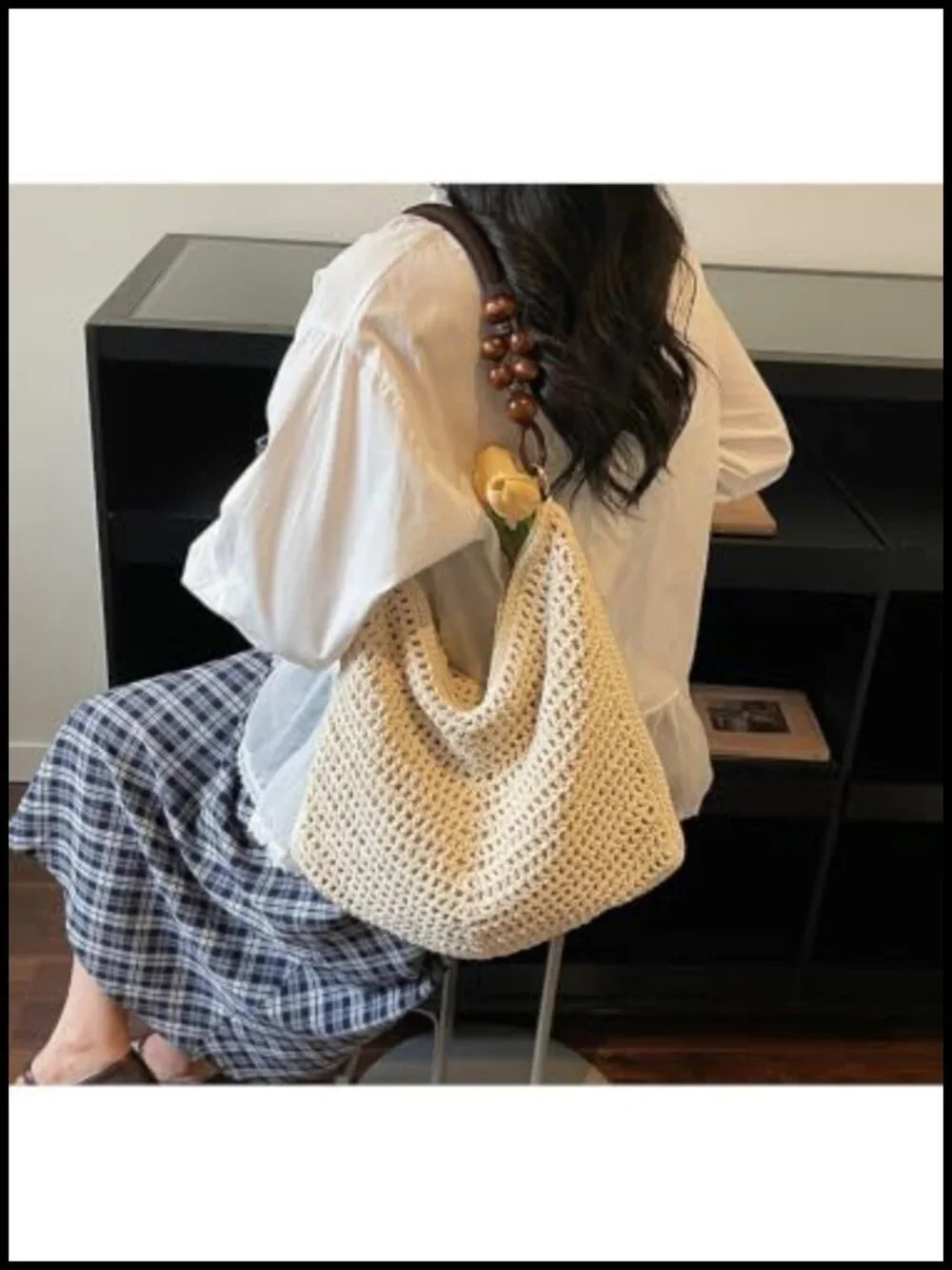 Handwoven Cotton Crochet Hobo Bag Large Summer Beach Knitted Tote Shoulder Bag
