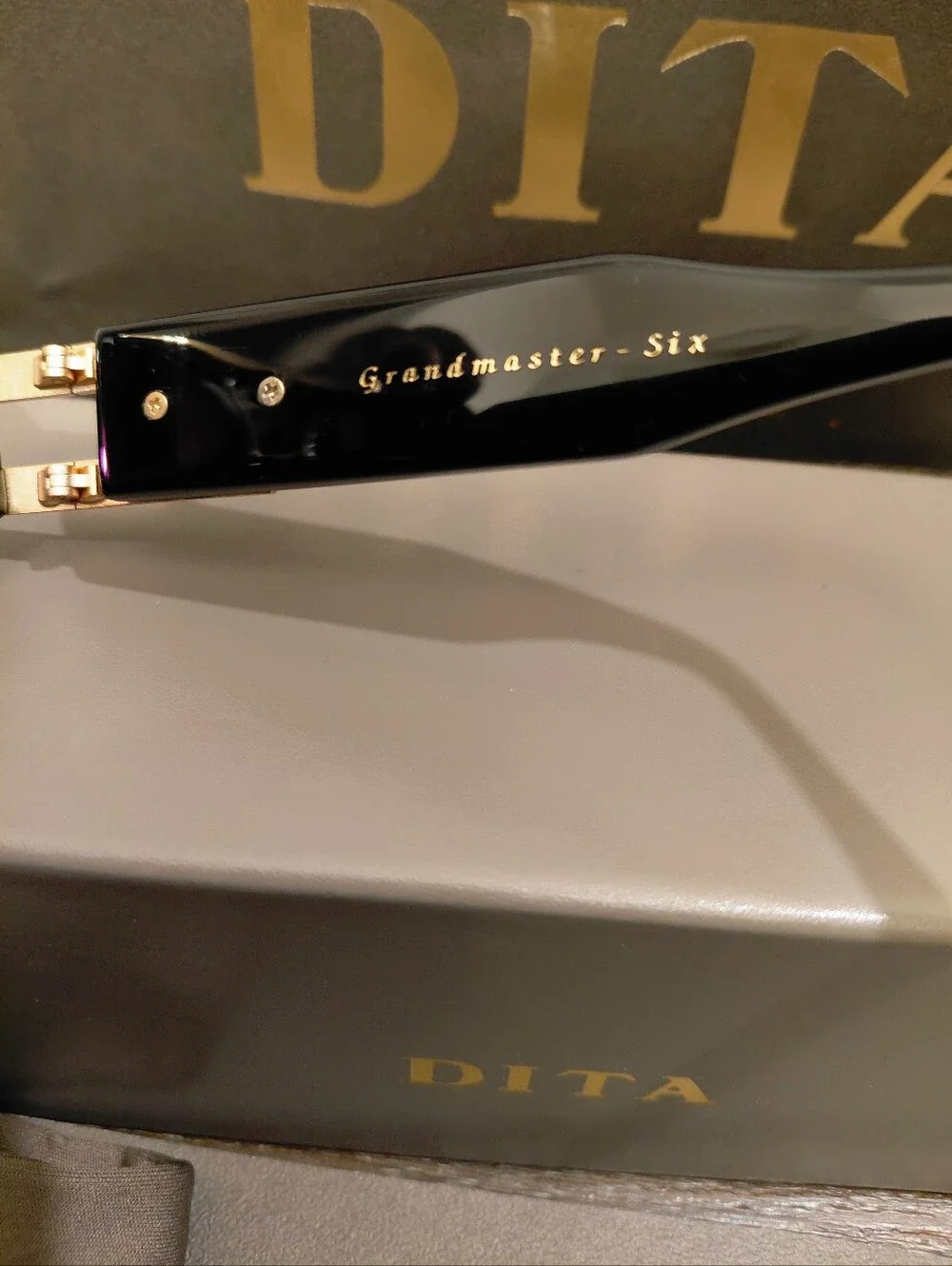 RARE DITA GRANDMASTER SIX Titanium Aviator Black/Gold Sunglasses DTS 900 01A