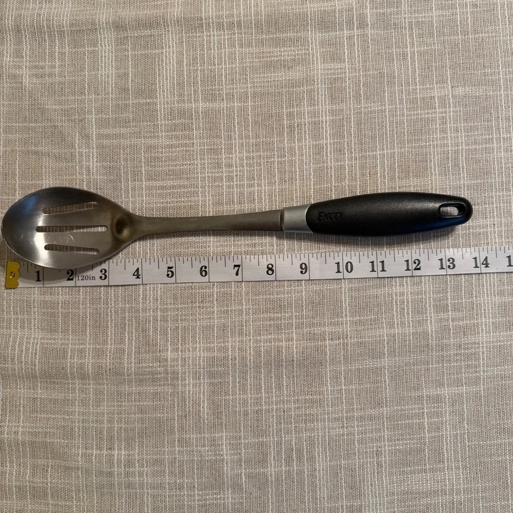 Ekco‎ Stainless Steel Slotted Spoon Black Ergonomic Handle 14 Inch Kitchen Tool