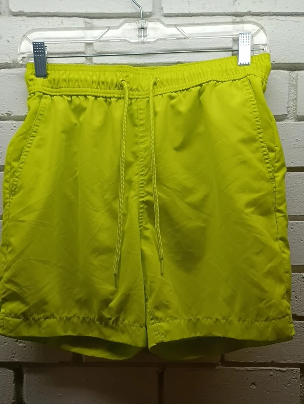 George Neon Yellow Swim Trunks Drawstring & Elastic Waist Mesh a Underwear Liner