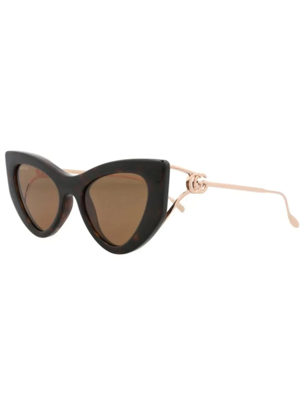 New Gucci Women's Sunglasses Cat Eye Injection Frame Havana Gold Brown