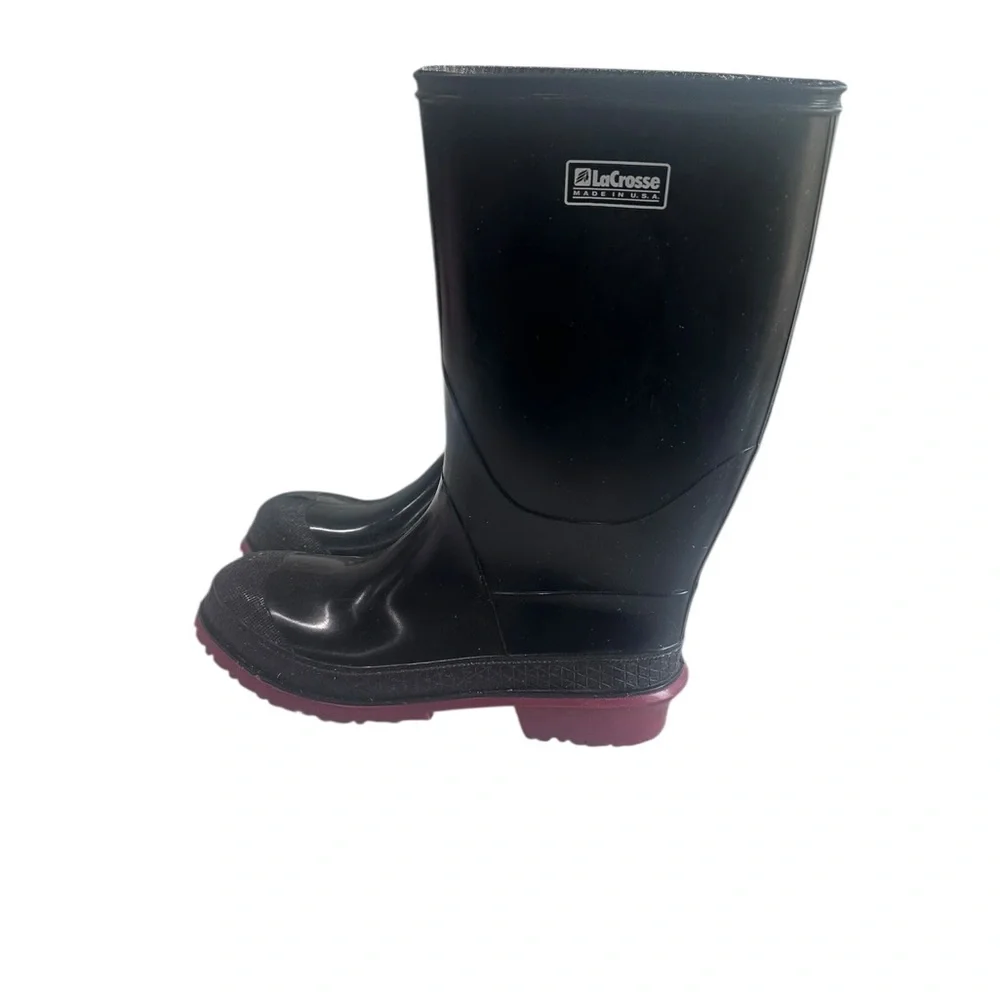 LaCrosse Black Boots with Red‎ Soles Youth Size 5