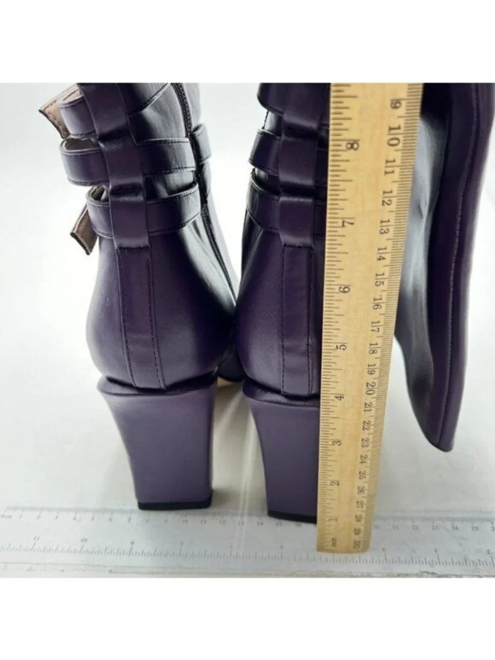 FSJ Purple Knee High Long Boots Closed Toe Chunky Heel Side Zipper Fall Shoes