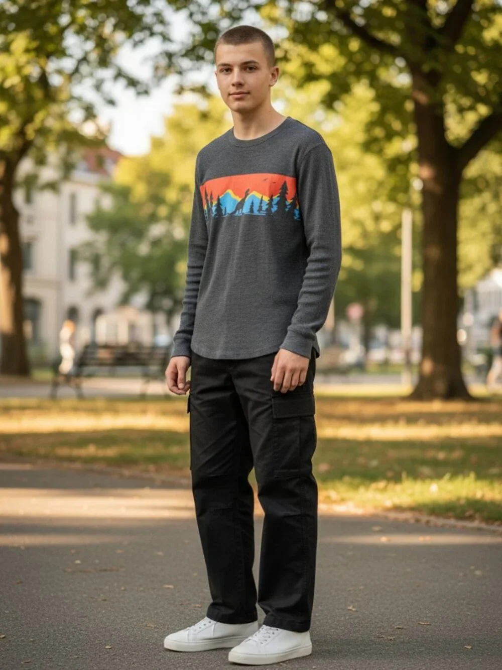 Old Navy Thermal Shirt Kids XL 14-16 Gray NEW Dinosaur Graphic Waffle Knit‎