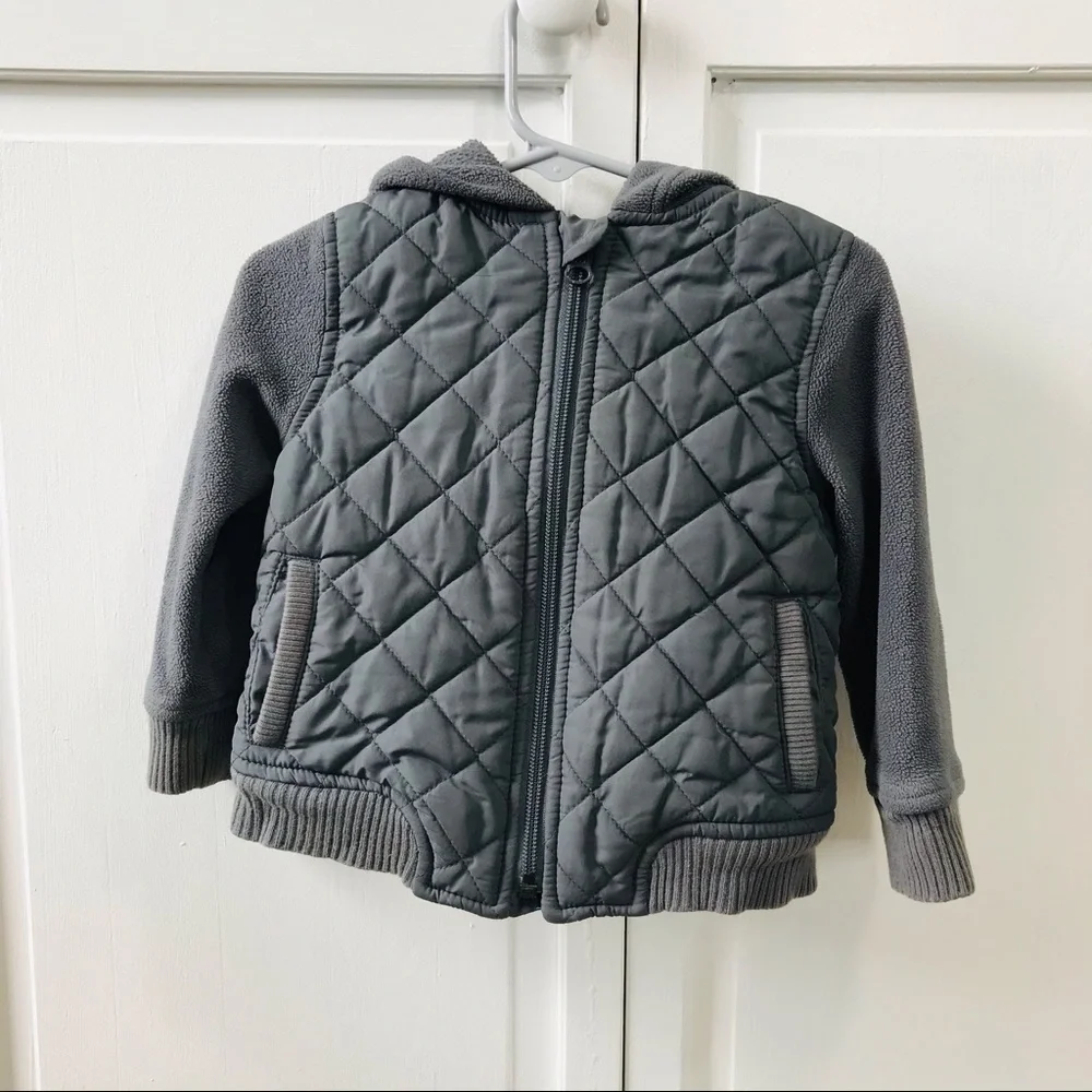 3/$25 OLD NAVY Gray Hybrid Puffer Jacket Size 18-24M