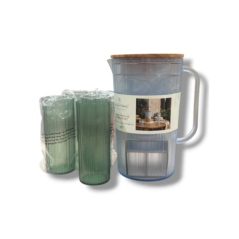 3L Acrylic Beverage Pitcher and Cup Set Blue - Hearth & Hand Magnolia,‎ Target