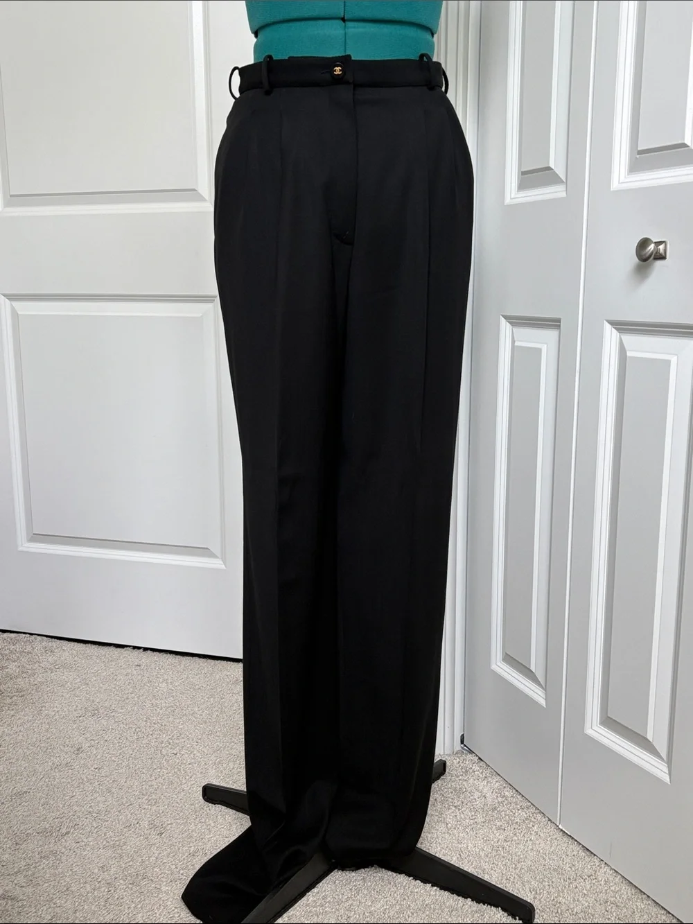 Chanel Vintage Black Wool Pleated Pants - mid 1990’s
