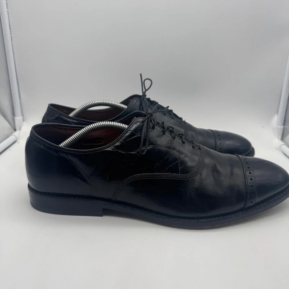 Mens‎ Black Leather Allen Edmonds Cap Toe Oxfords Dress Shoes