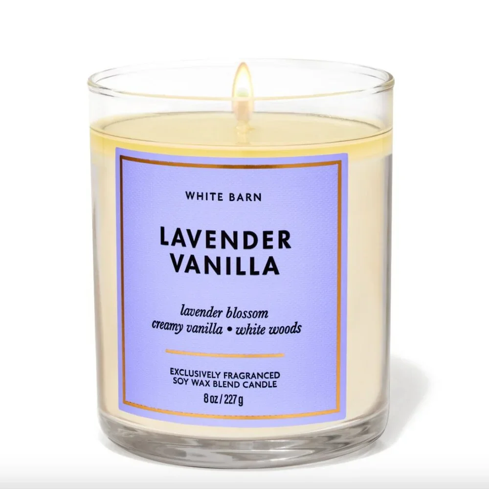 White‎ Barn Lavender Vanilla Single Wick Candle - 8 oz., NEW