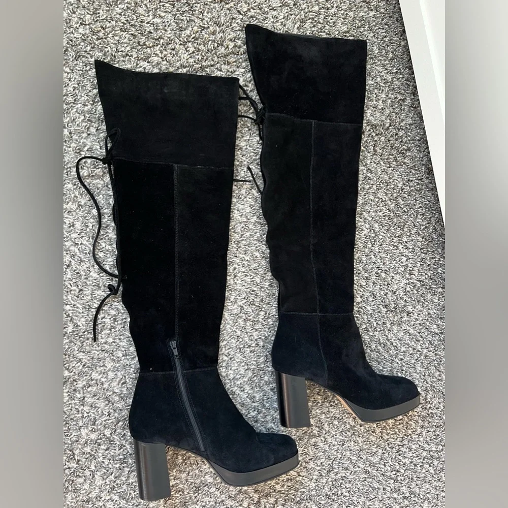 Free People Black Suede NWOT Echo Platform‎ Over The Knee Boot Size 9.5