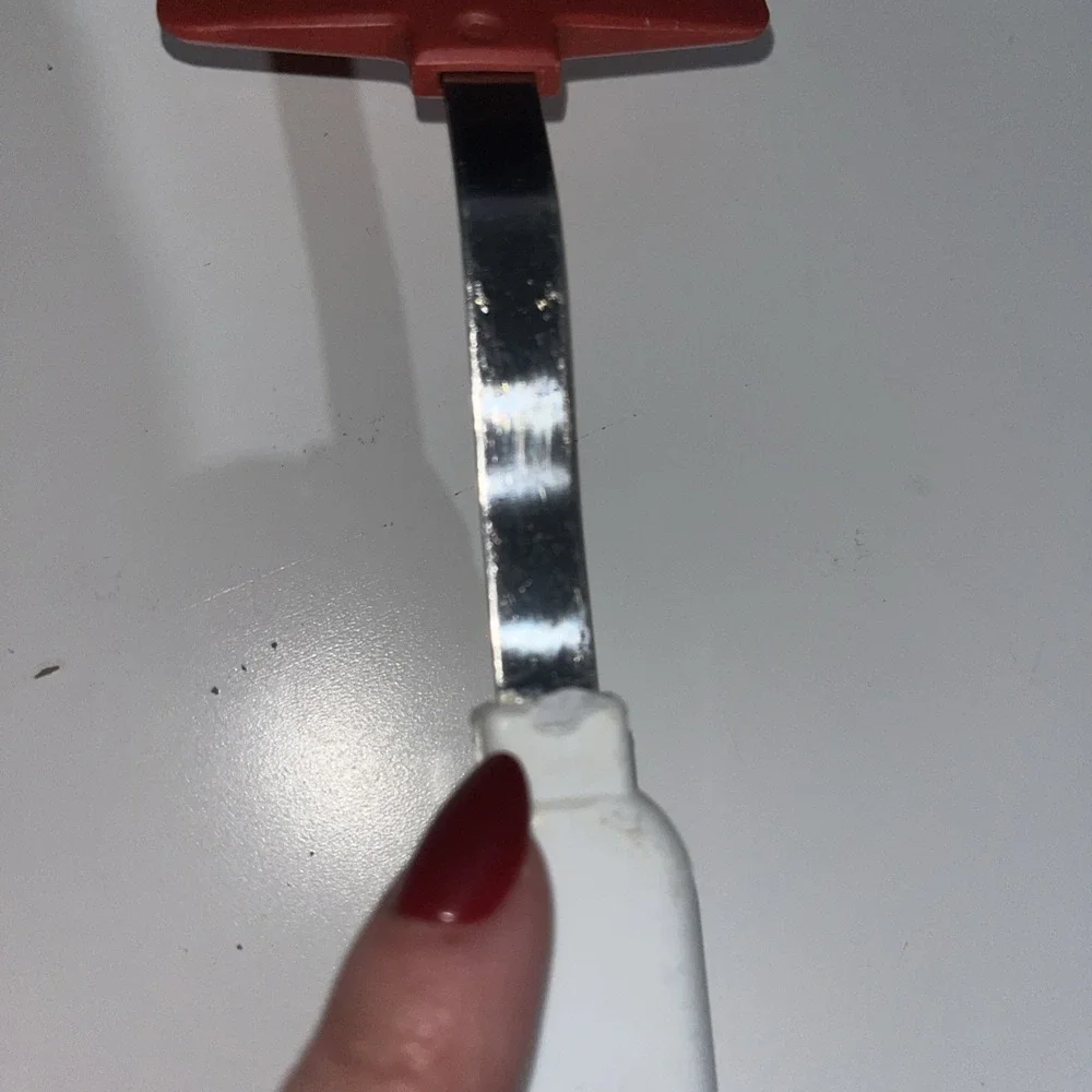 Vintage Slotted Spatula Red Flipper heat resist White Nylon Handle