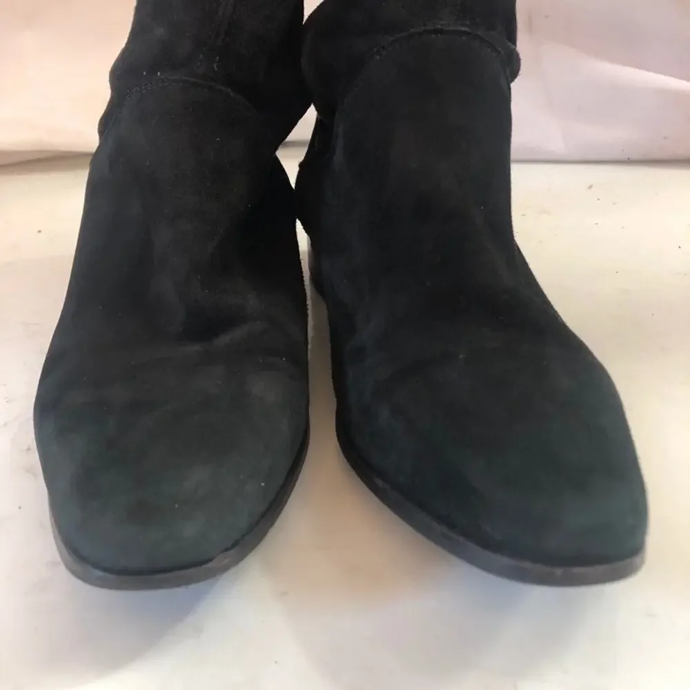 Massimo Dutti Black Suede Over Knee Boots Sz 7.5