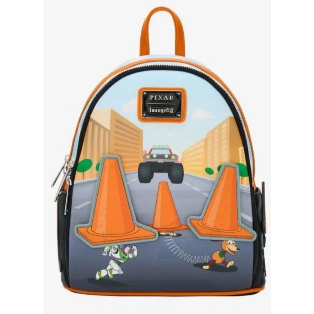 Loungefly Mini Backpack Toy Story 2 Walking Cones Scene Disney Pixar Orange NWT