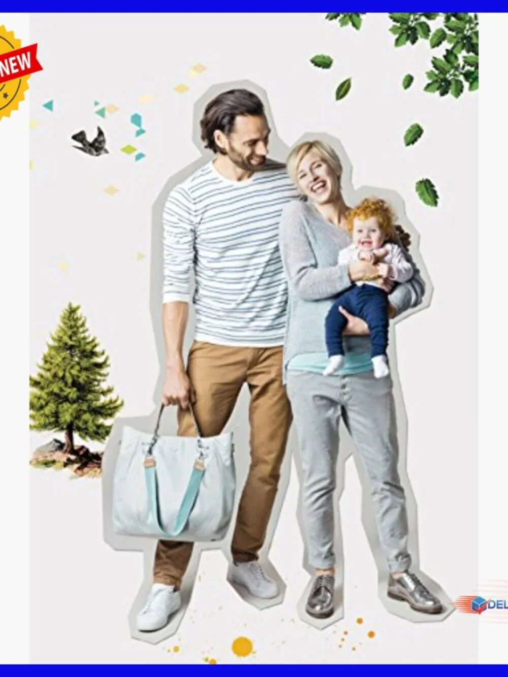 Large Recycled Polyester Diaper Tote with Multiple Straps & Accessories
