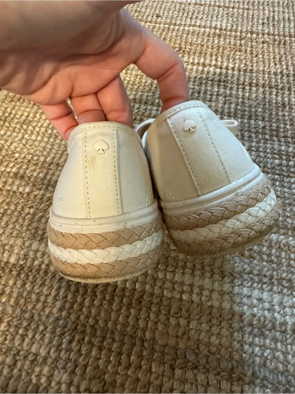 Kate Spade Taylor Platform Sneakers Off White Cream Braided 0.25” Heel Size 7.5