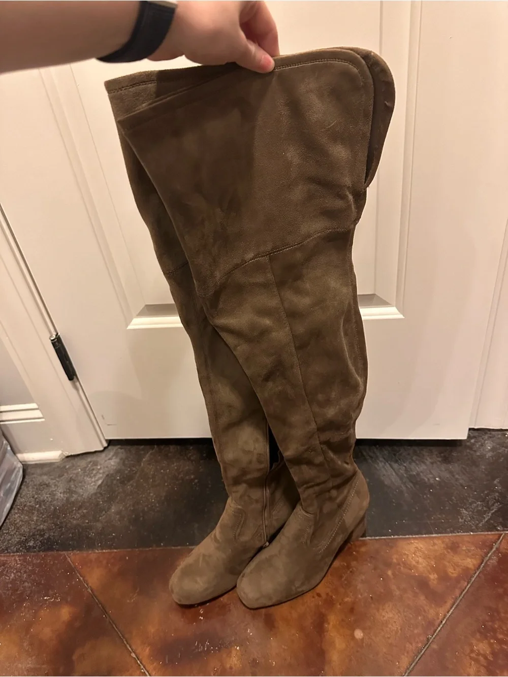 Over-the-Knee Suede Boots in Brown - Women