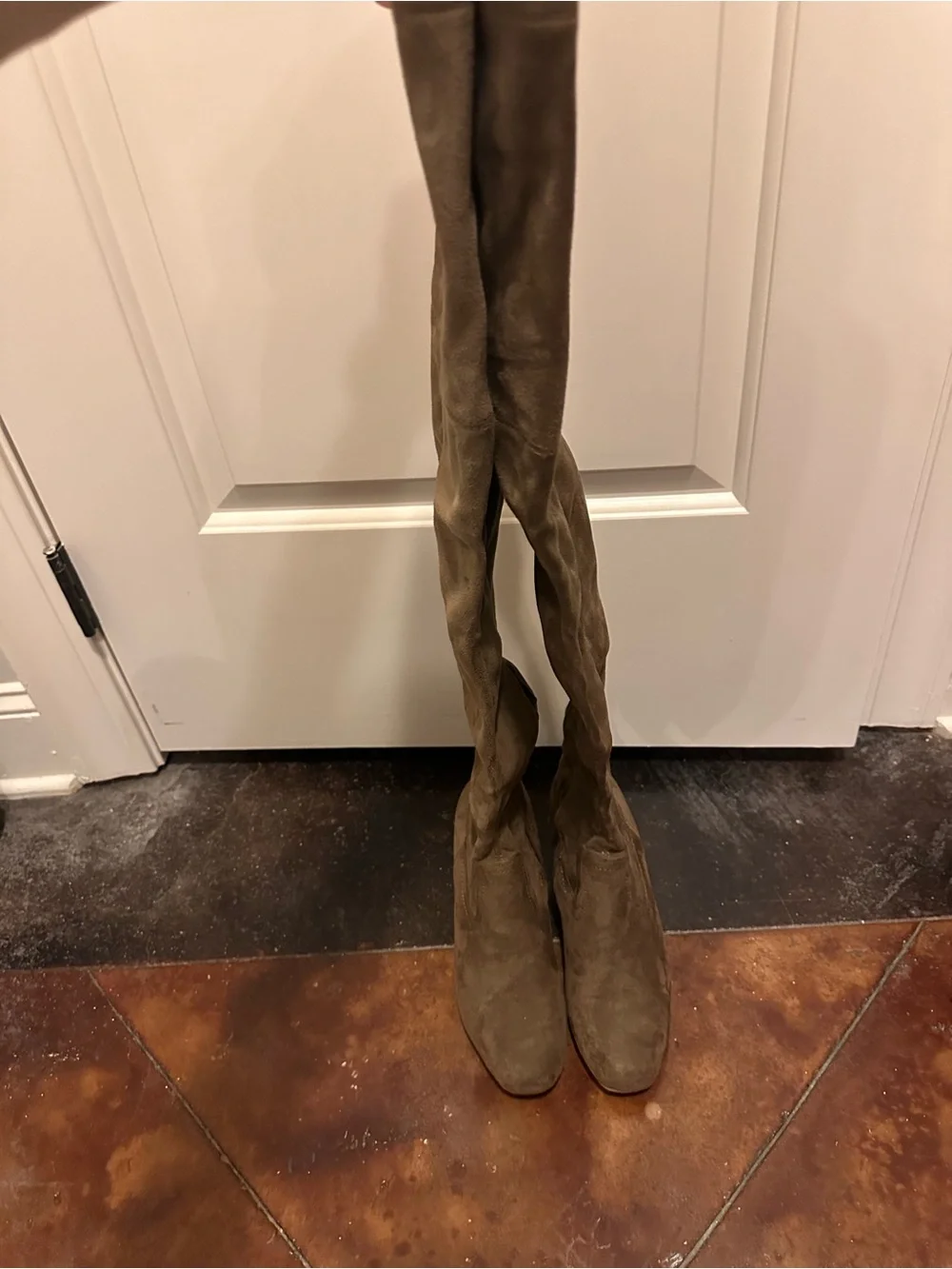 Over-the-Knee Suede Boots in Brown - Women