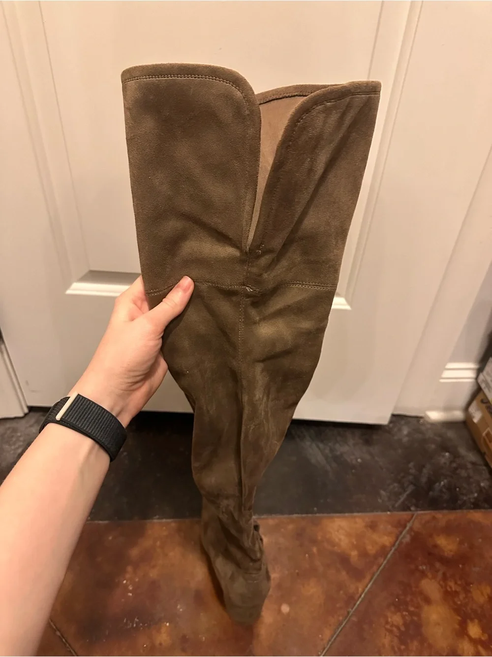 Over-the-Knee Suede Boots in Brown - Women