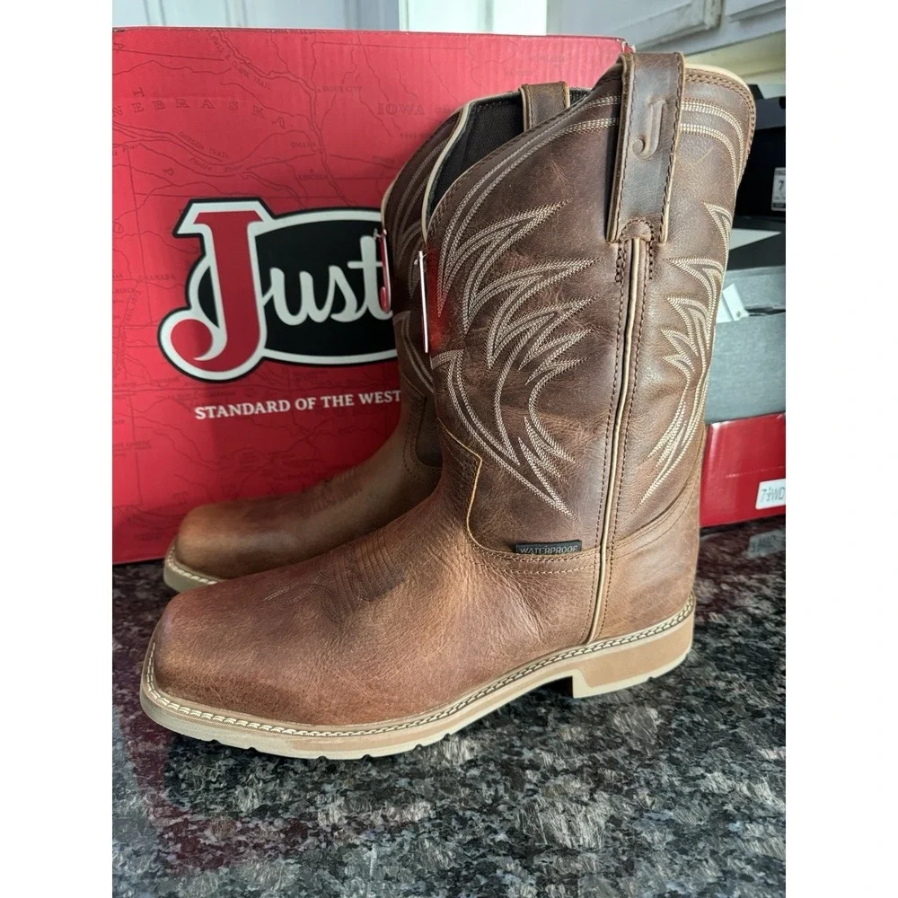 Justin Original Workboots Daywork 11 Inch Waterproof Work ‎ Mens Brown  Sz 14 D