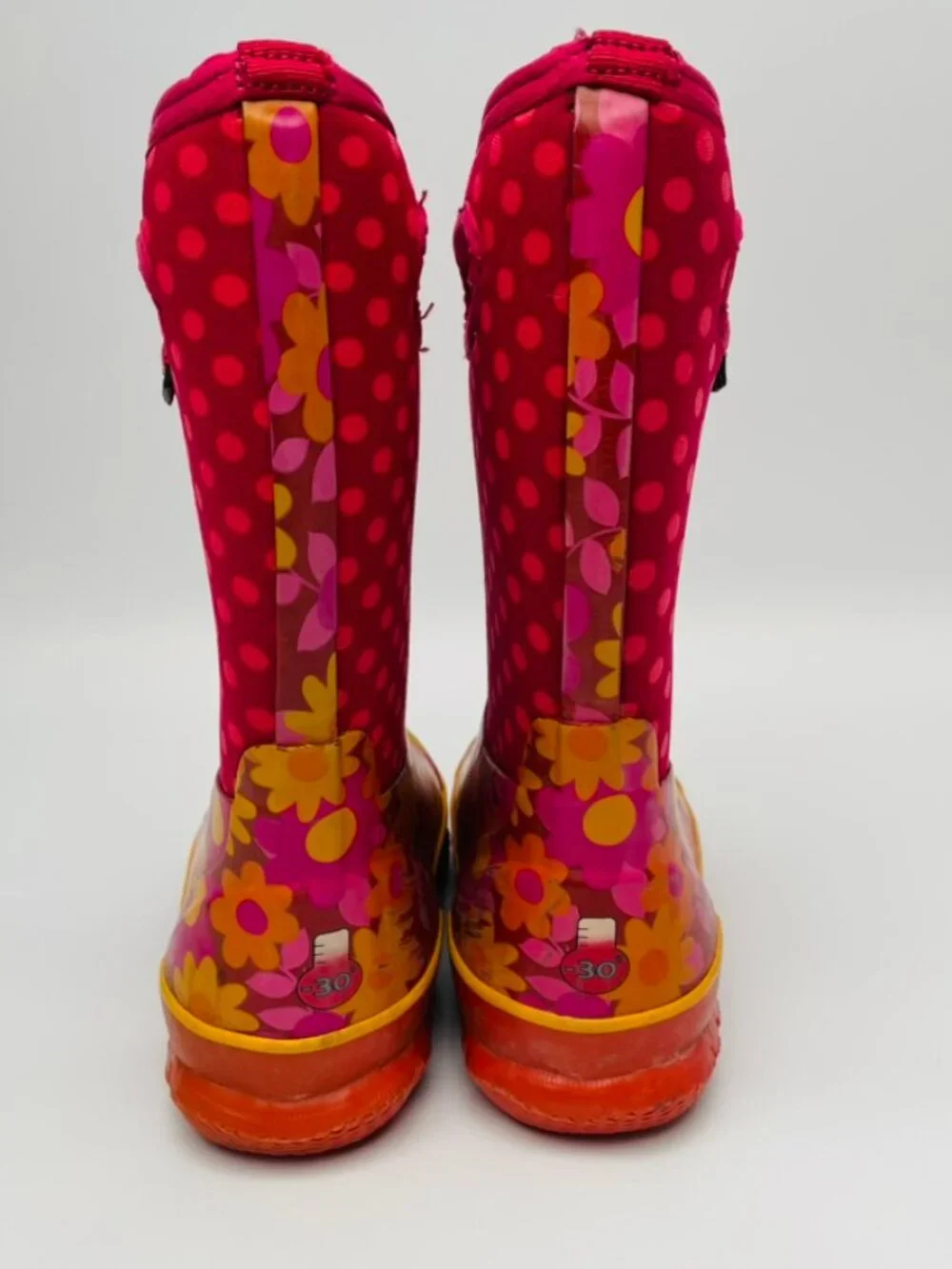BOGS Classic Kids Waterproof Insulated Winter Rain Boots Flower Dots Size Y3