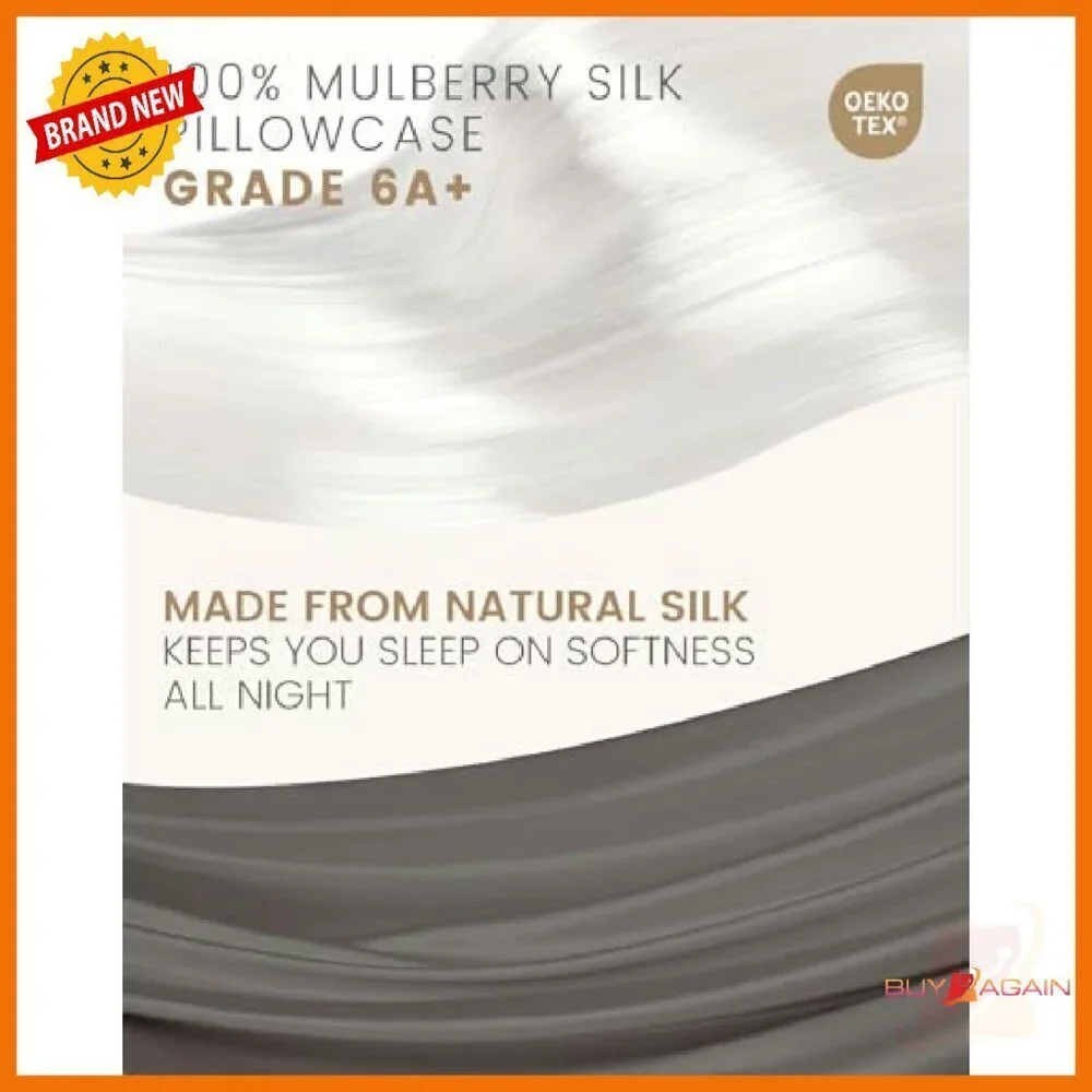 King Size 100% Pure Mulberry Silk Pillowcases Set of 2 with Hidden Zipper