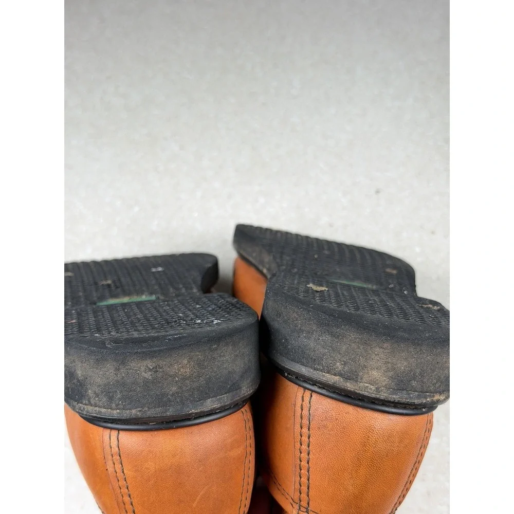 Vintage Kinney Shoes USA Leather Moc Steel‎ Toe Work Boots Brown Men's 8?