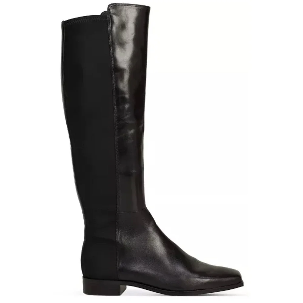 Vince Camuto Librina Black Leather Square Toe Tall Boots VC-LIBRINA Size 5.5 NEW