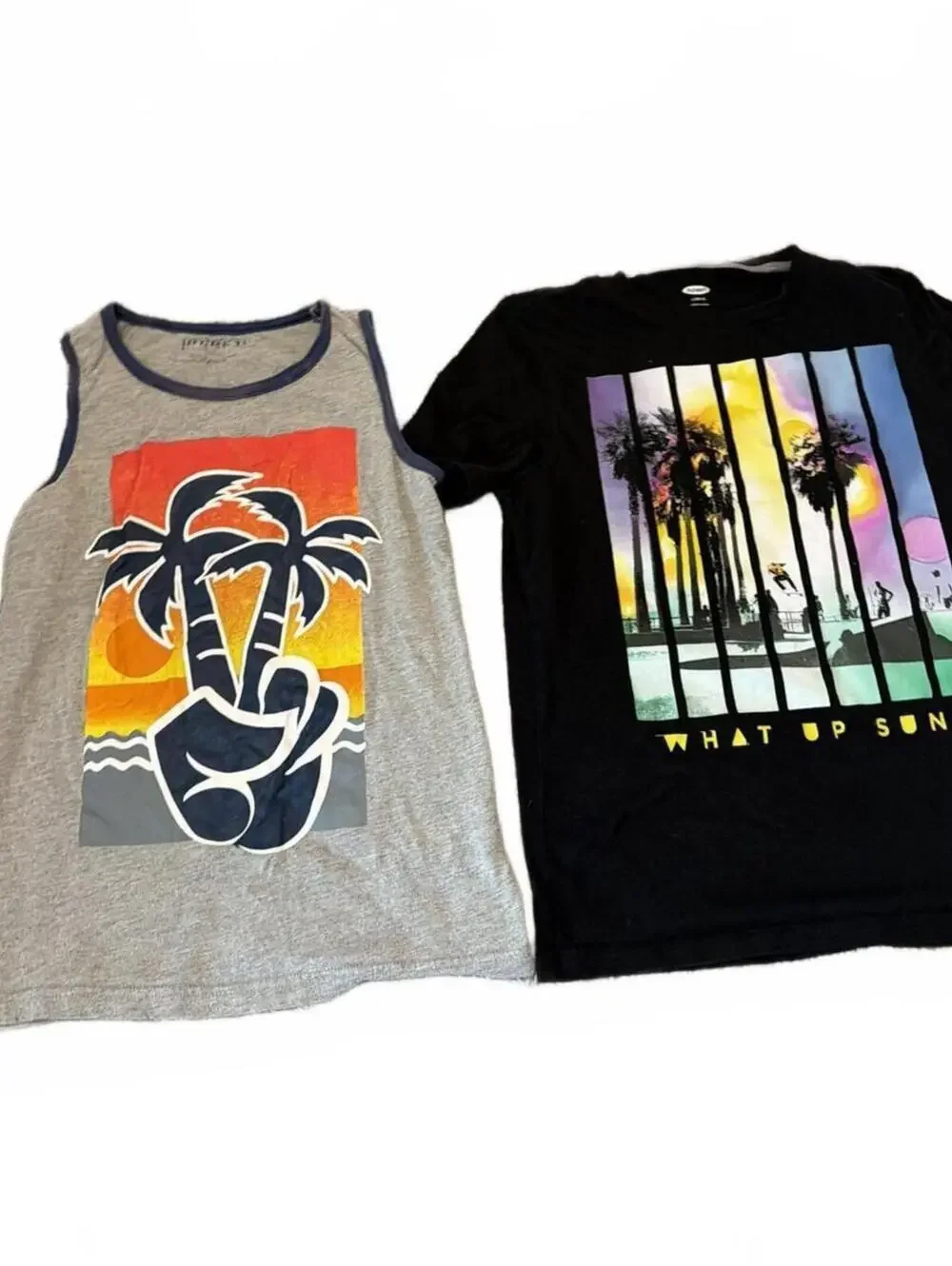 Boys Large Lot of 2 Graphic Tees L Boys Tank & T-Shirt Summer