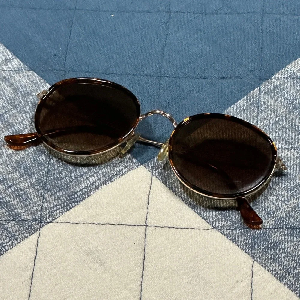 Mens Round Tortoiseshell Sunglasses Brown Gradient Lens Retro Style Shades
