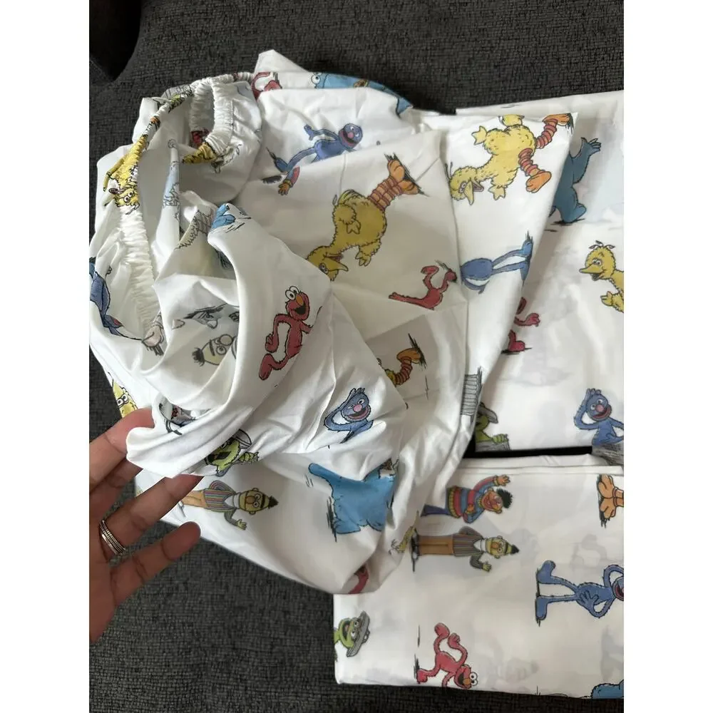 Pottery Barn Kids Sesame Street Sheet Set Twin Organic Cotton Set of 3