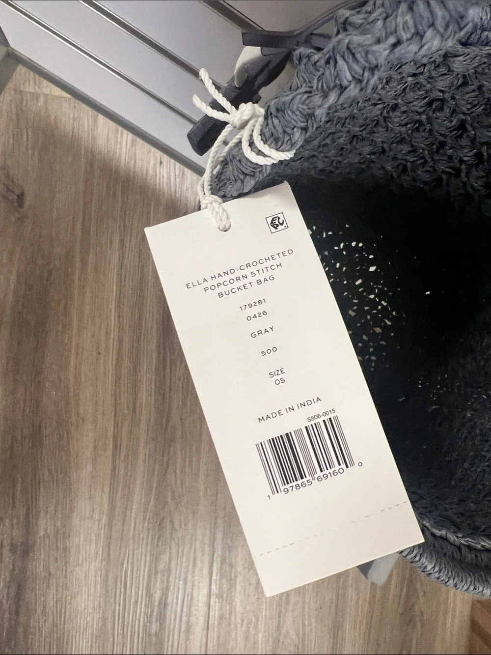 Tory Burch Charcoal Crochet Bucket Tote