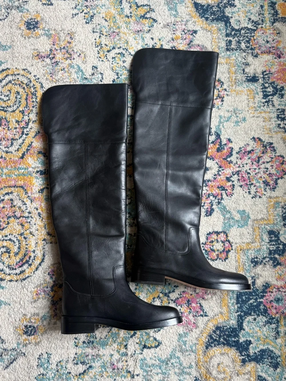J. Crew Black Over-the-Knee Leather Boots