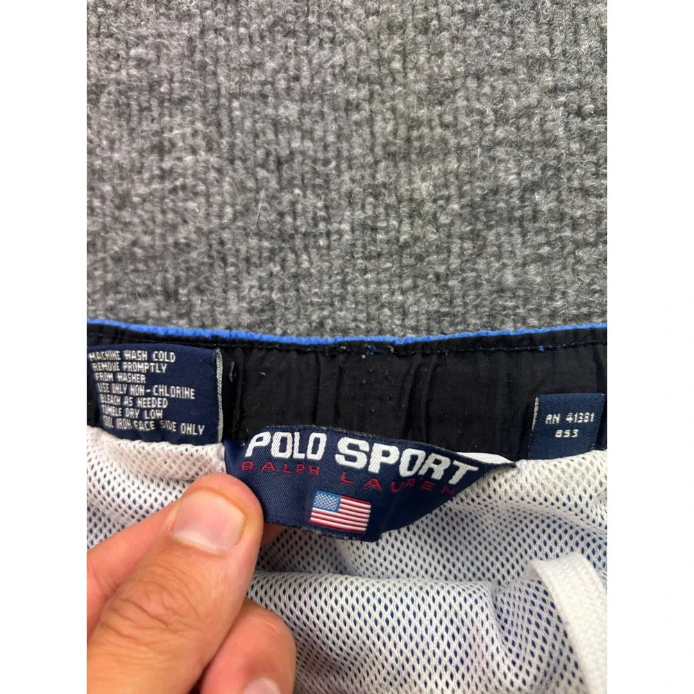 Polo Sport Swim Trunks Mens Size Medium Blue Vintage Nylon Mesh Lined Shorts