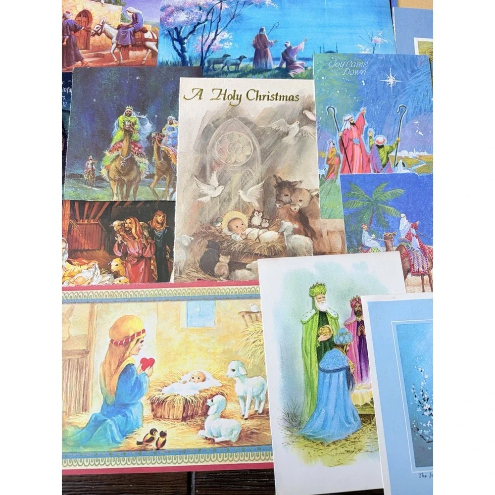 Vintage Christmas Cards Fronts ONLY Nativity Scrapbooking Crafts Lot of 50+