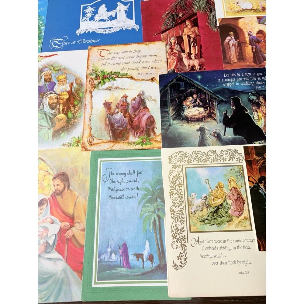 Vintage Christmas Cards Fronts ONLY Nativity Scrapbooking Crafts Lot of 50+
