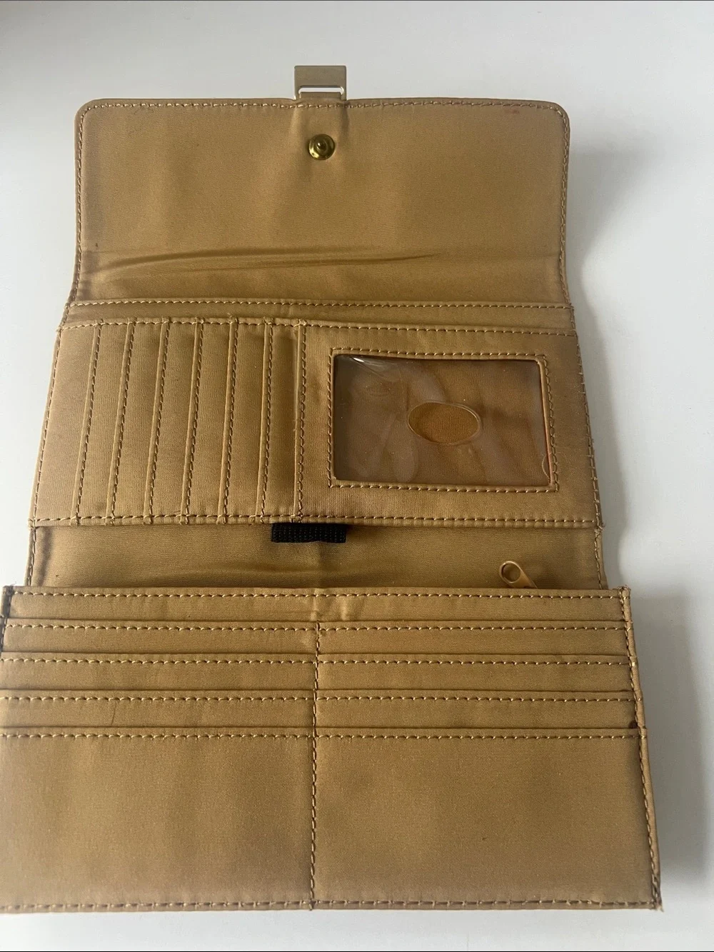 Liz Claiborne Vintage Tan Beige Wallet Organizer Clutch Snap Zip Bifold