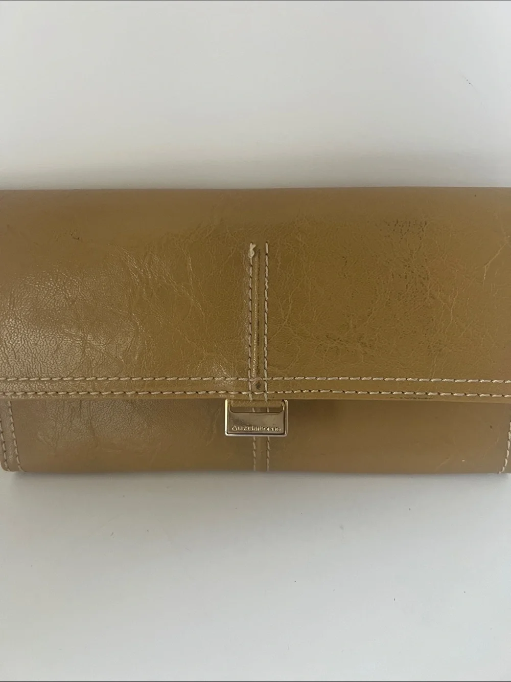 Liz Claiborne Vintage Tan Beige Wallet Organizer Clutch Snap Zip Bifold