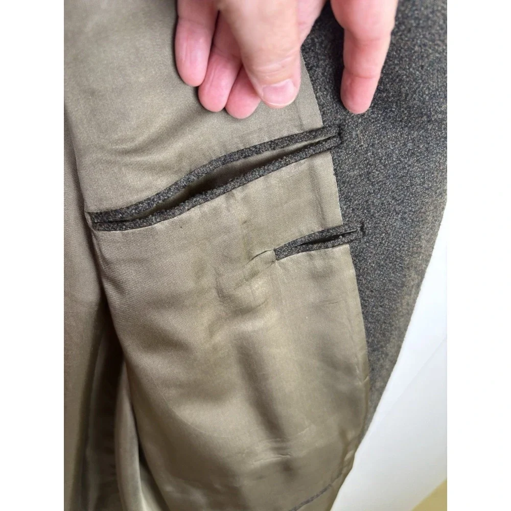 Tallia Uomo Sabbia Blazer Mens 46 Khaki Tweed Wool Blend Made in USA UNION
