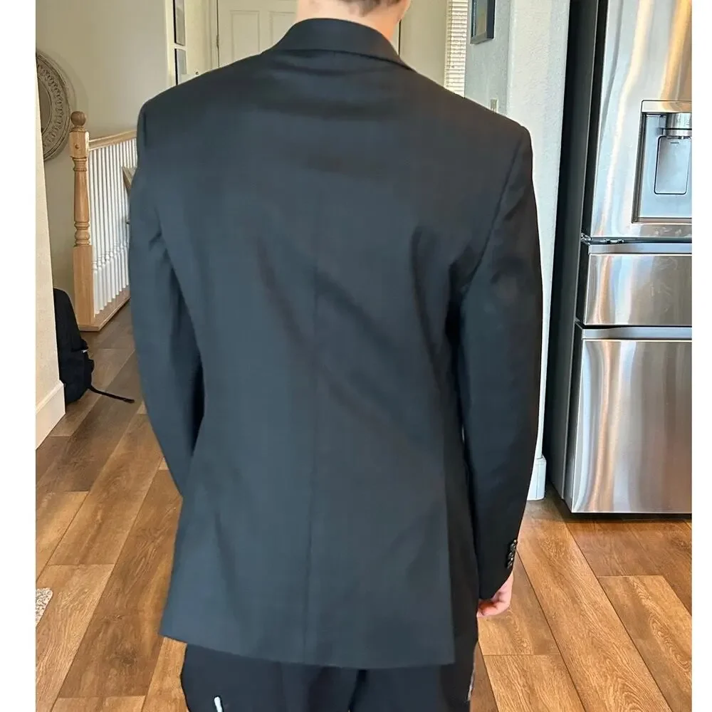 Lauren Ralph Lauren Boys 14R Windowpane Plaid Blazer Sport Coat Dark Gray