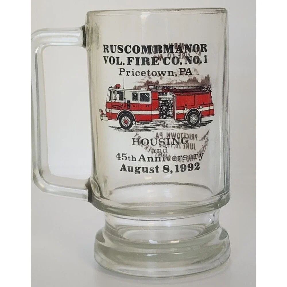 Ruscombmanor Vol Fire Co No 1 Housing 35th 45th Anniversary 1992 Glass Pint Mug
