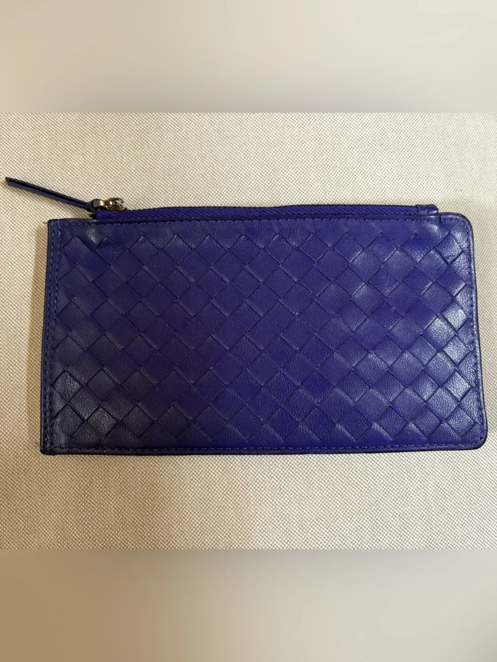 Beautiful Dark Purple Woven Leather Zip Wallet w/ many credit cards compartments