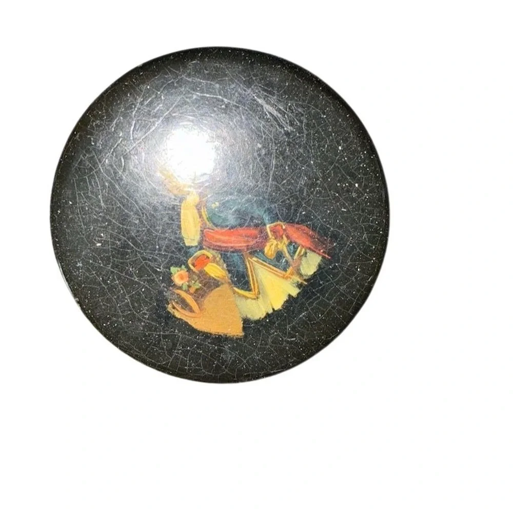 Annemarie Davidson Hand-Painted Lacquer Snuff Box Multicolor‎ Proletarian Art