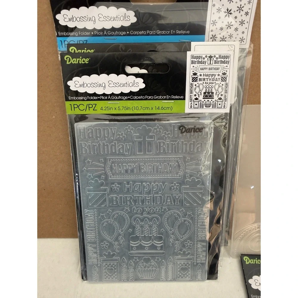 Darice Embossing Essentials Folders Lot Snowflakes Butterflies Birthday 12pc