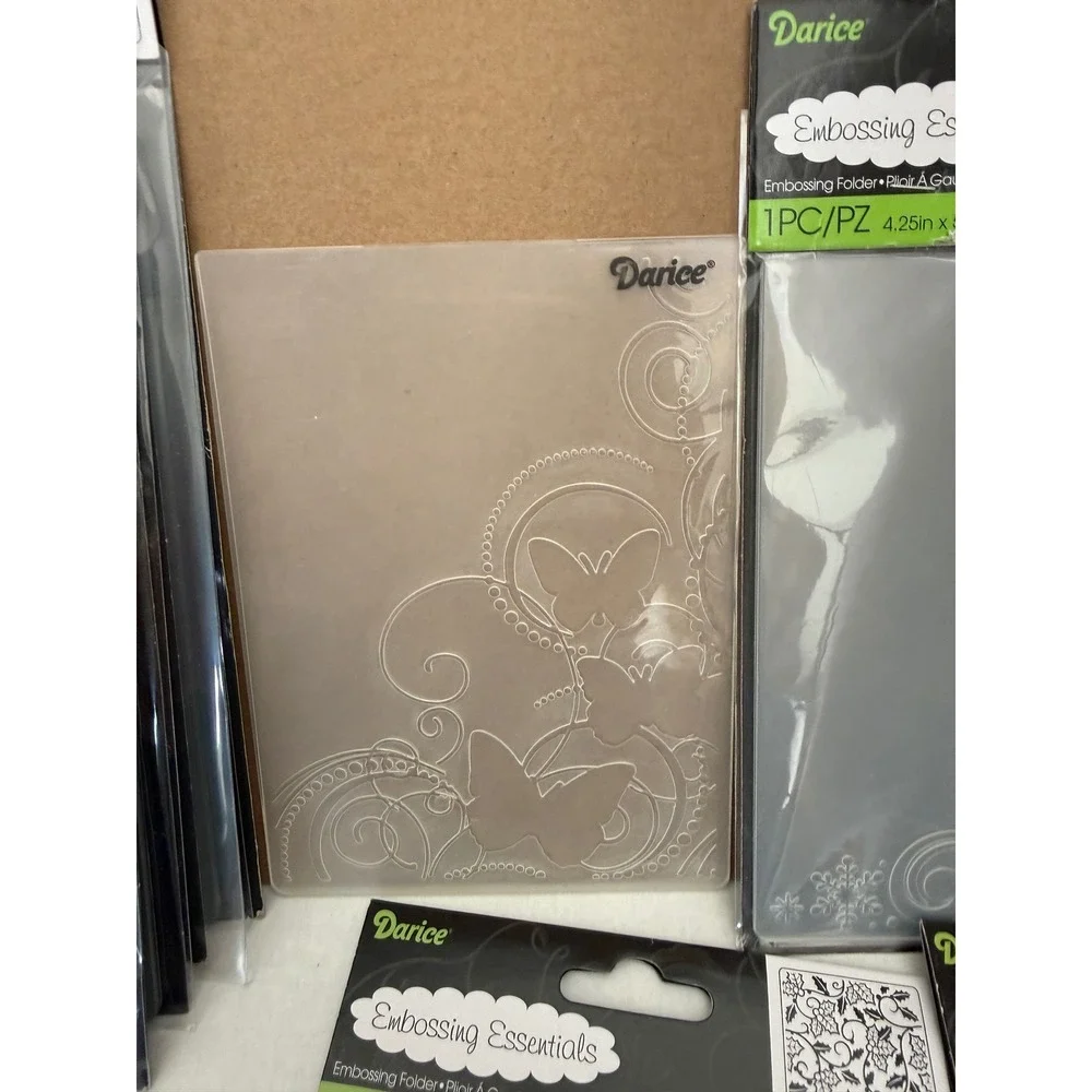 Darice Embossing Essentials Folders Lot Snowflakes Butterflies Birthday 12pc