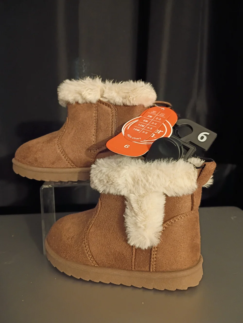 Girls  Faux-Suede Brown Fur Cuff Winter Boots