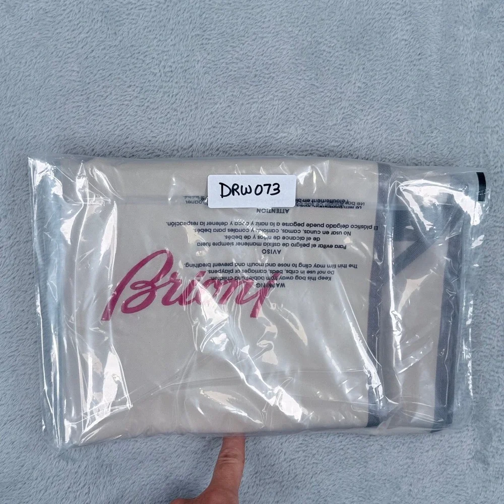 Brioni Garment Bag Cream Grey Logo Hanging Folding Suit Carrier Travel Cover 073
