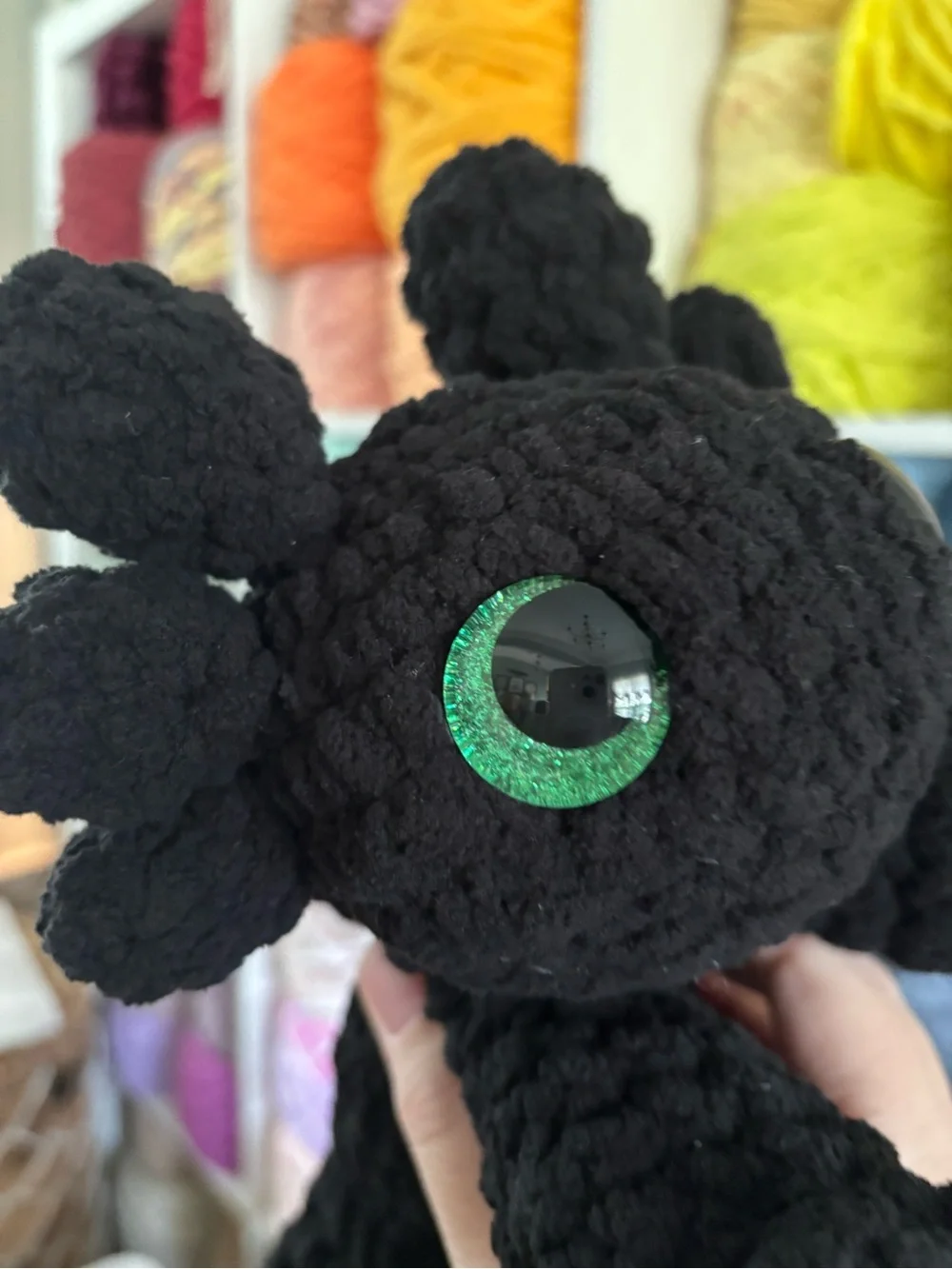 Crochet mini splooting Toothless night fury handmade plush.