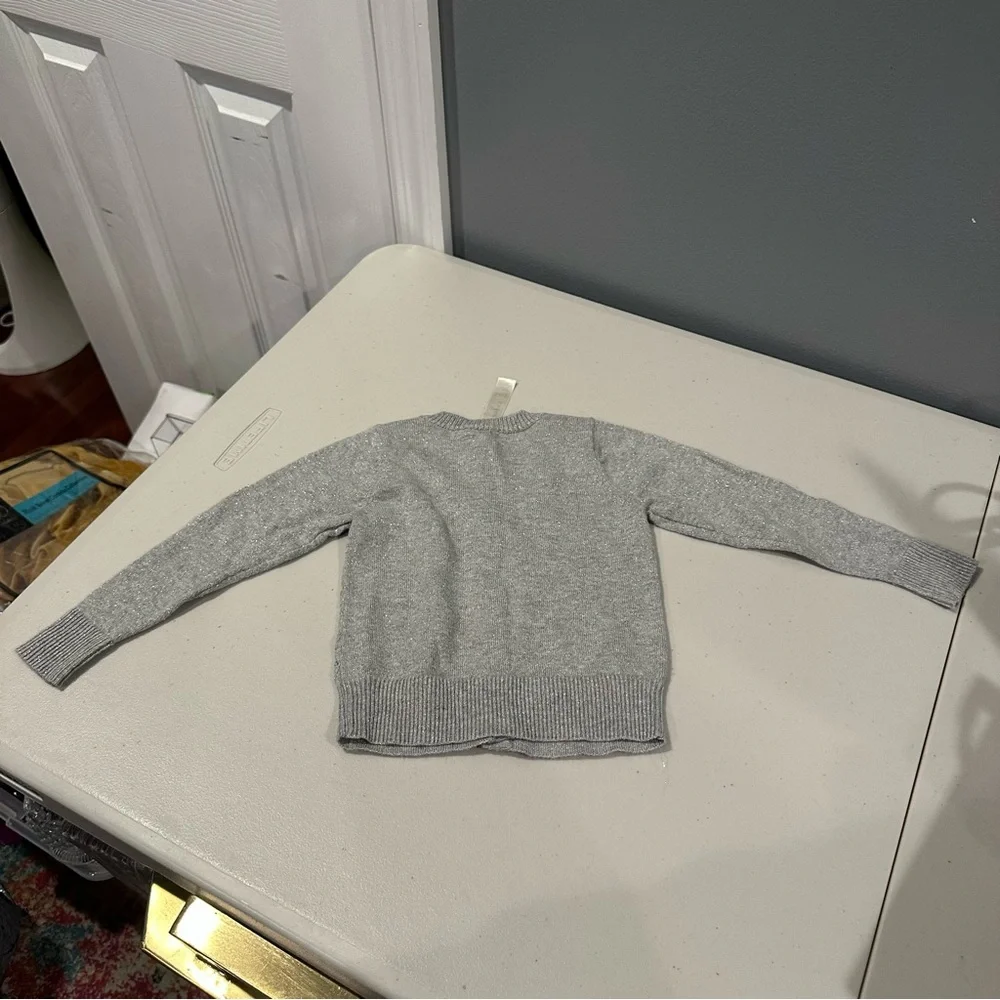 12 M Bundle Grey Sweater, Grey Sparkle Pants, Glitter Floral Long Sleeve Onesie