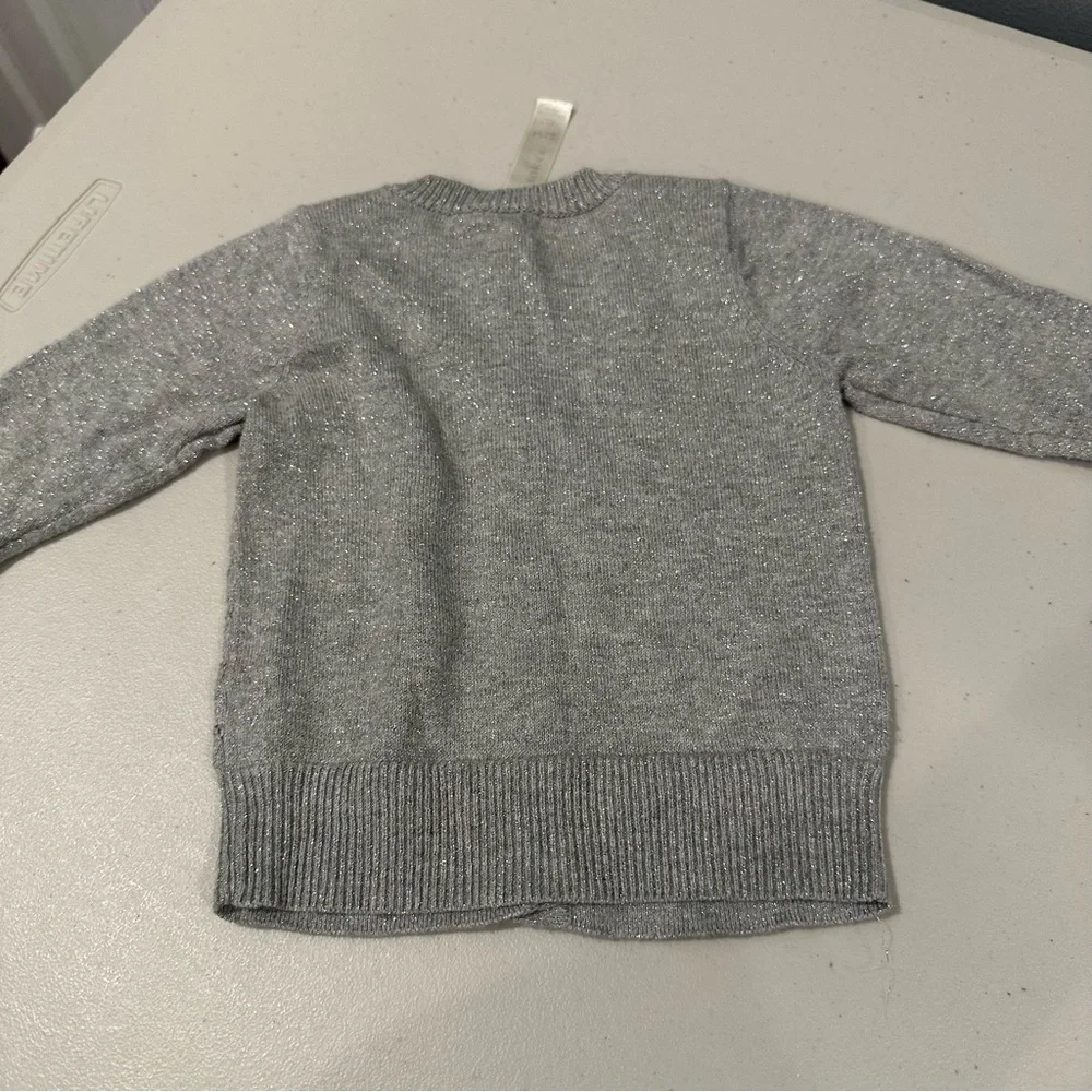 12 M Bundle Grey Sweater, Grey Sparkle Pants, Glitter Floral Long Sleeve Onesie