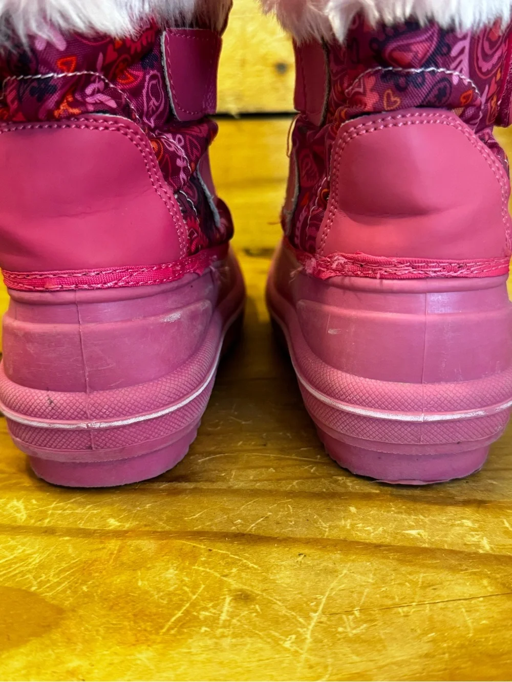 Thermolite Girls Pink Faux Fur Winter Snow Boots - Kids Size 9/10
